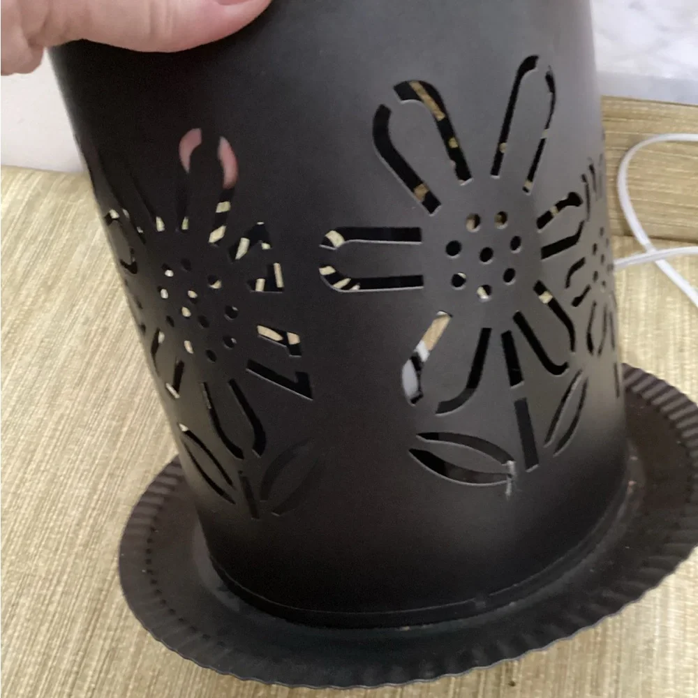 Black Floral Cutout Metal Lantern - Home Accents